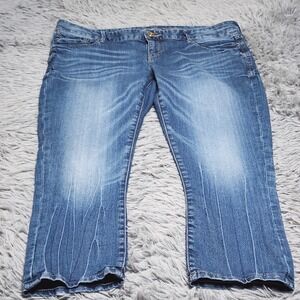 EXPRESS Jeans Womens 12‎ Denim Leggings Zelda Slim Fit Ultra Low Rise Blue Capri